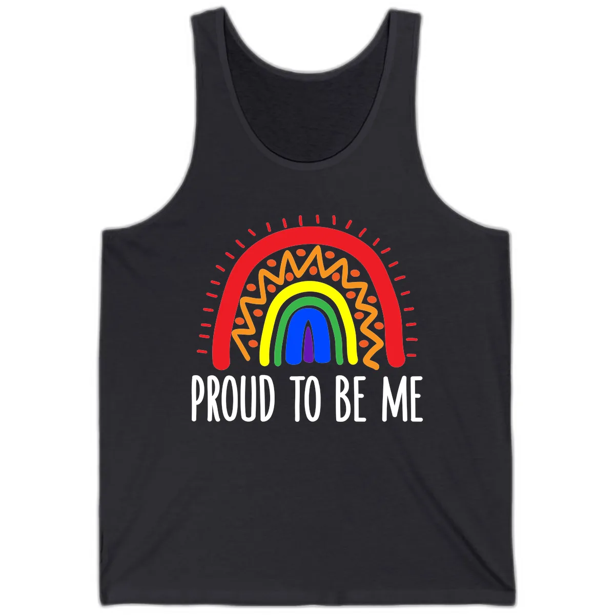 Proud To Be Me Rainbow Pride Tank in Dark Grey