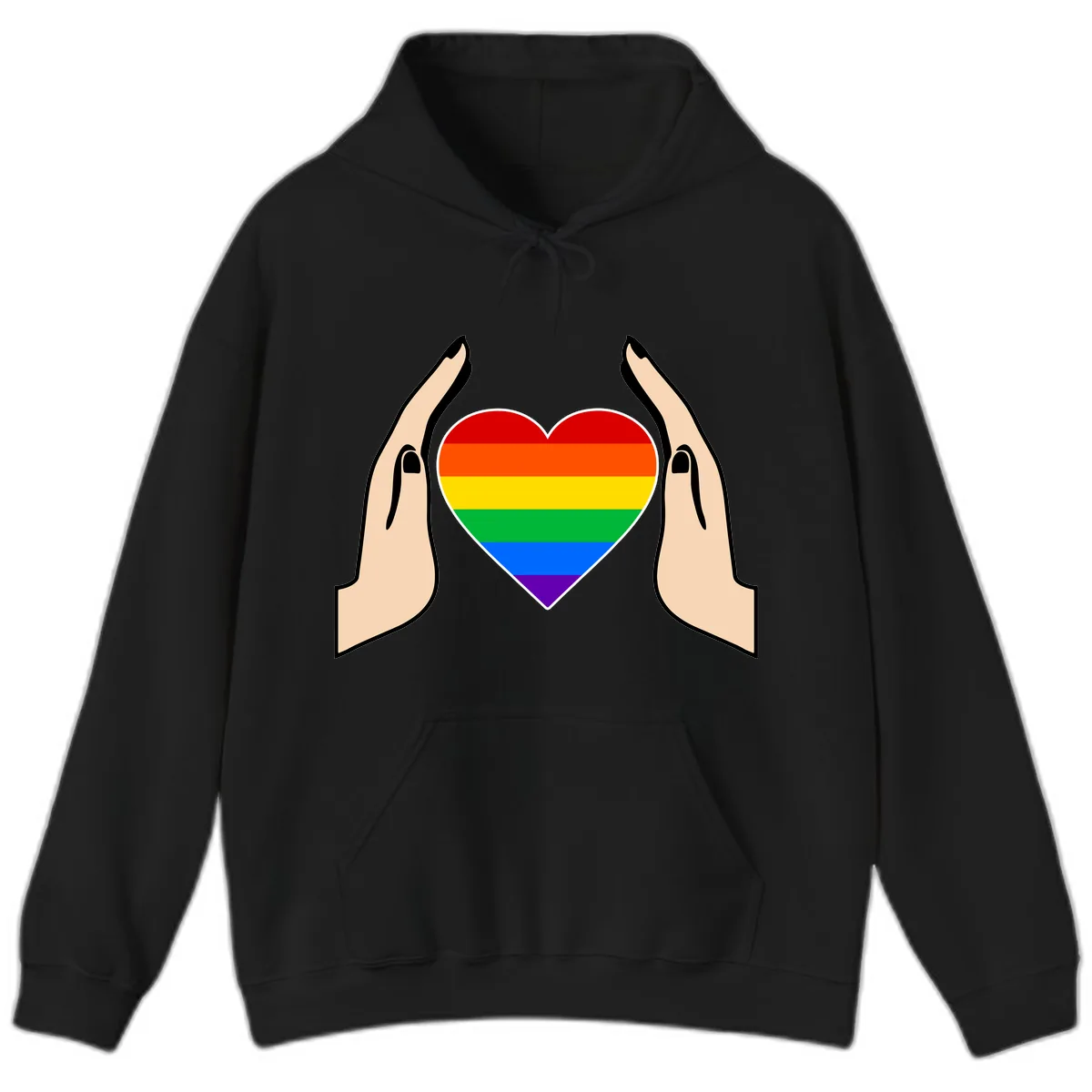 Protective Pride Heart Support Hoodie in Black