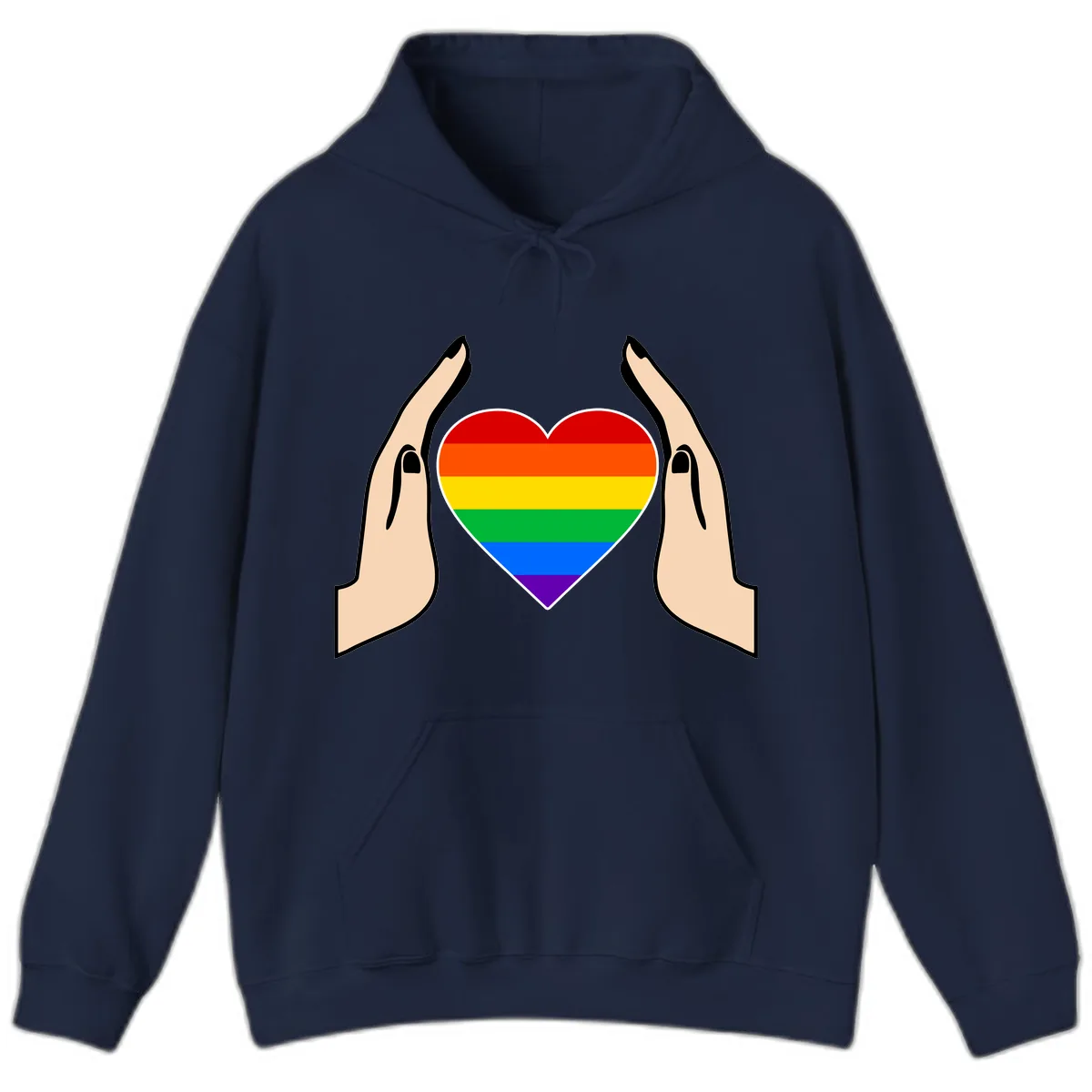 Protective Pride Heart Support Hoodie in Navy