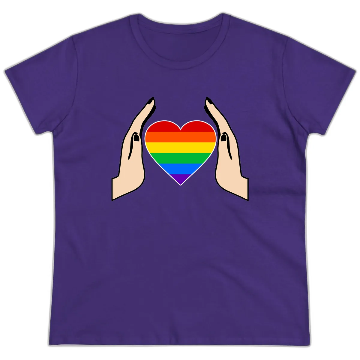 Protective Pride Heart Support Ladies Tee in Purple