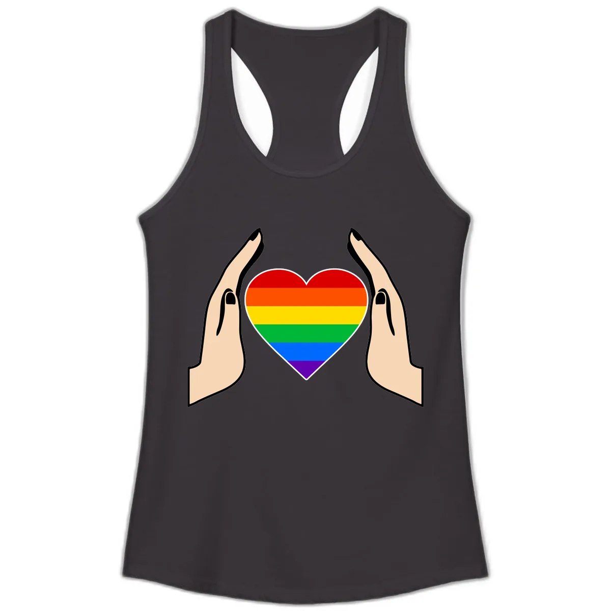 Protective Pride Heart Support Ladies Tank in Black
