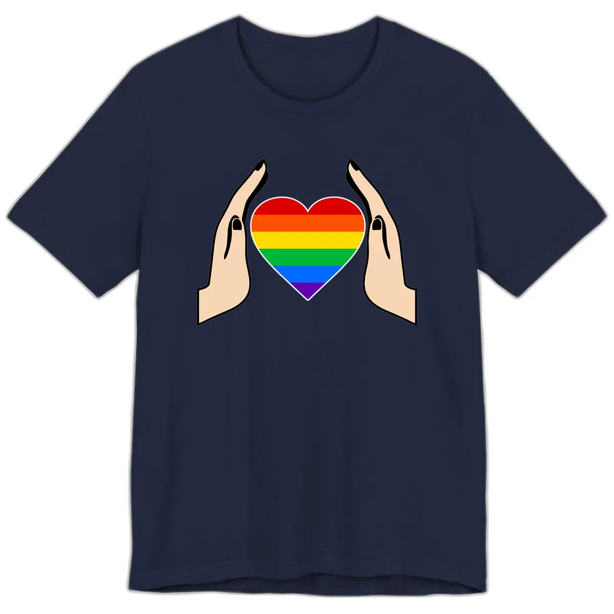 Protective Pride Heart Support Premium T-Shirt in Navy