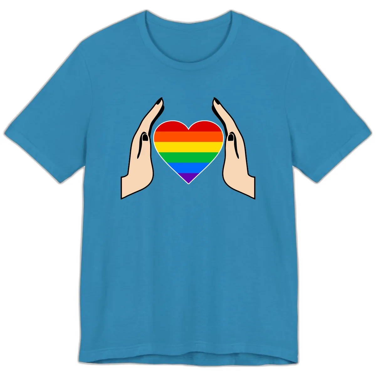 Protective Pride Heart Support Premium T-Shirt in Aqua