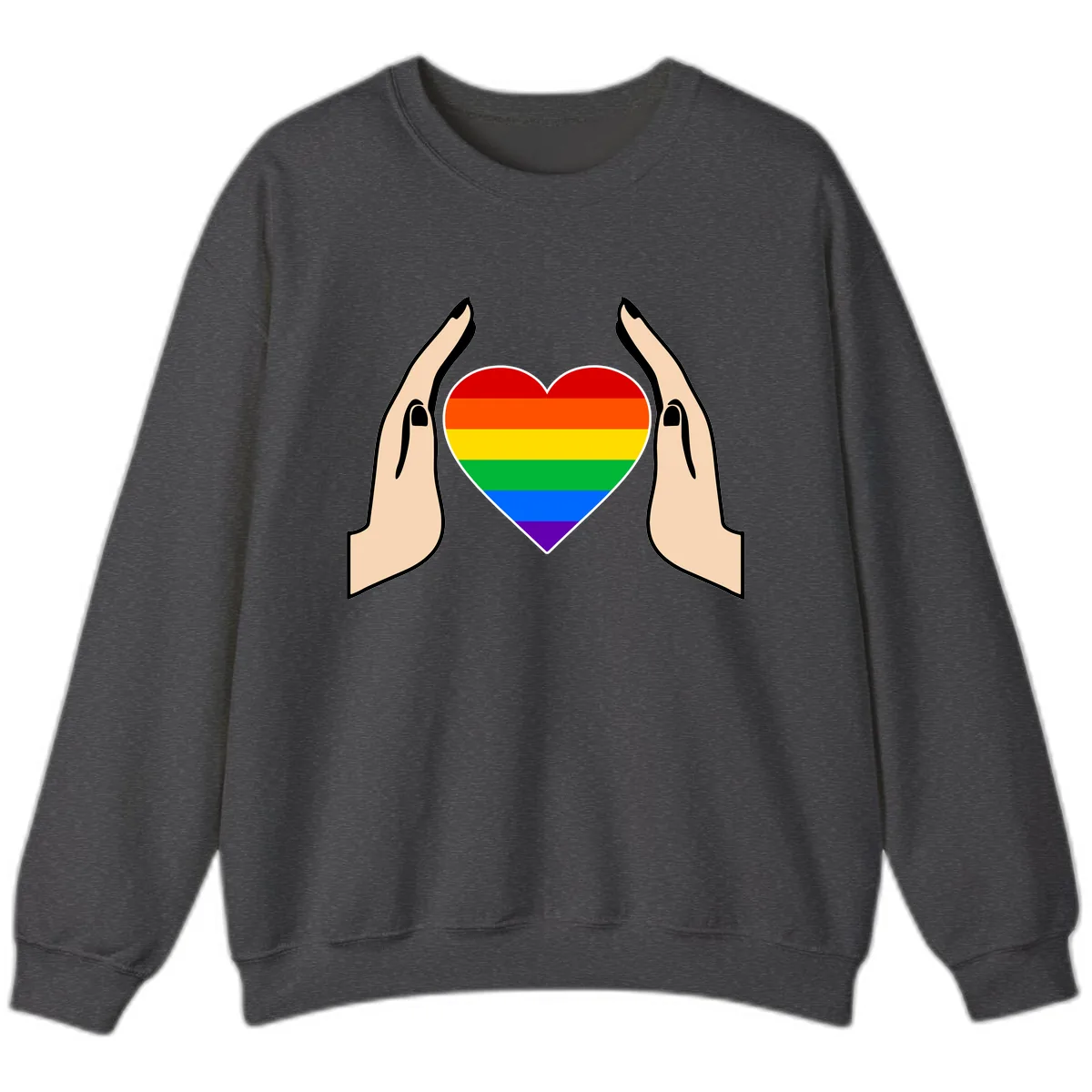 Protective Pride Heart Support Sweatshirt in Dark Heather