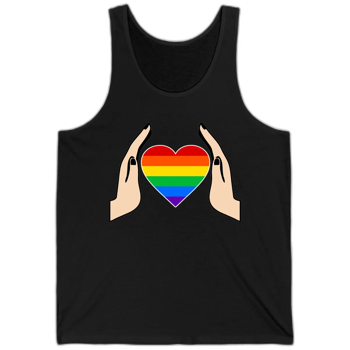 Protective Pride Heart Support Tank in Black