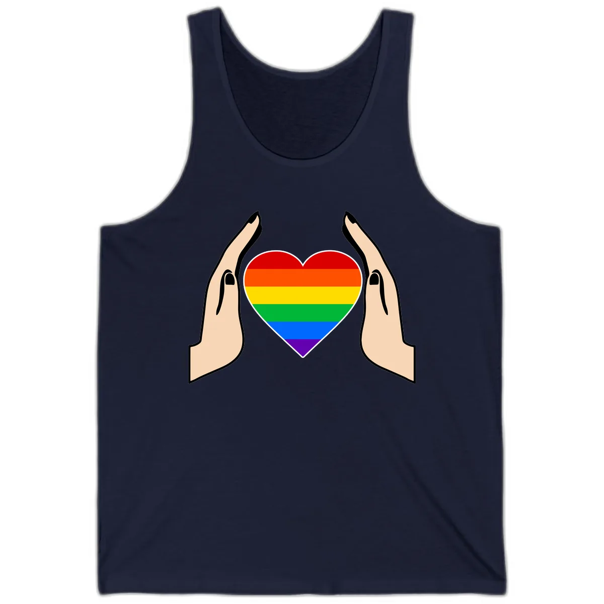 Protective Pride Heart Support Tank in Navy