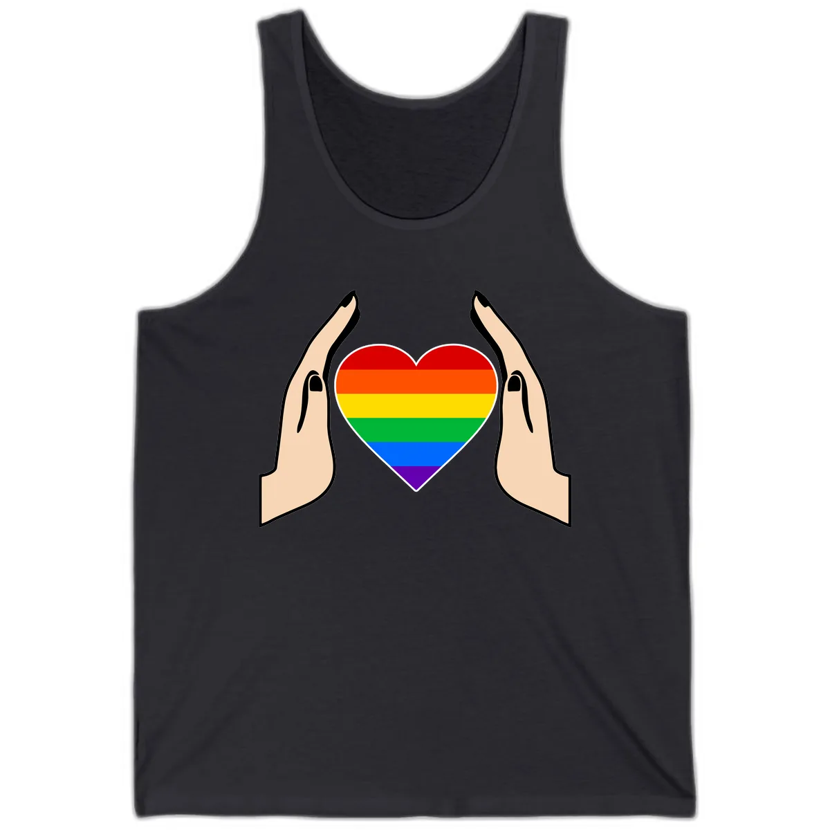 Protective Pride Heart Support Tank in Dark Grey