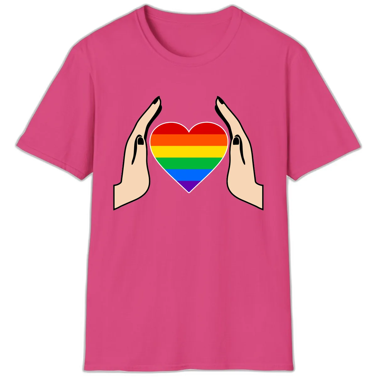 Protective Pride Heart Support T-Shirt in Heliconia