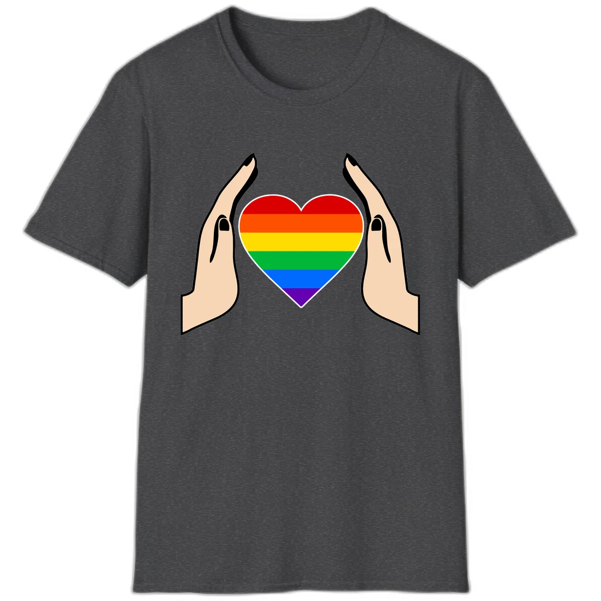 Protective Pride Heart Support T-Shirt in Dark Heather
