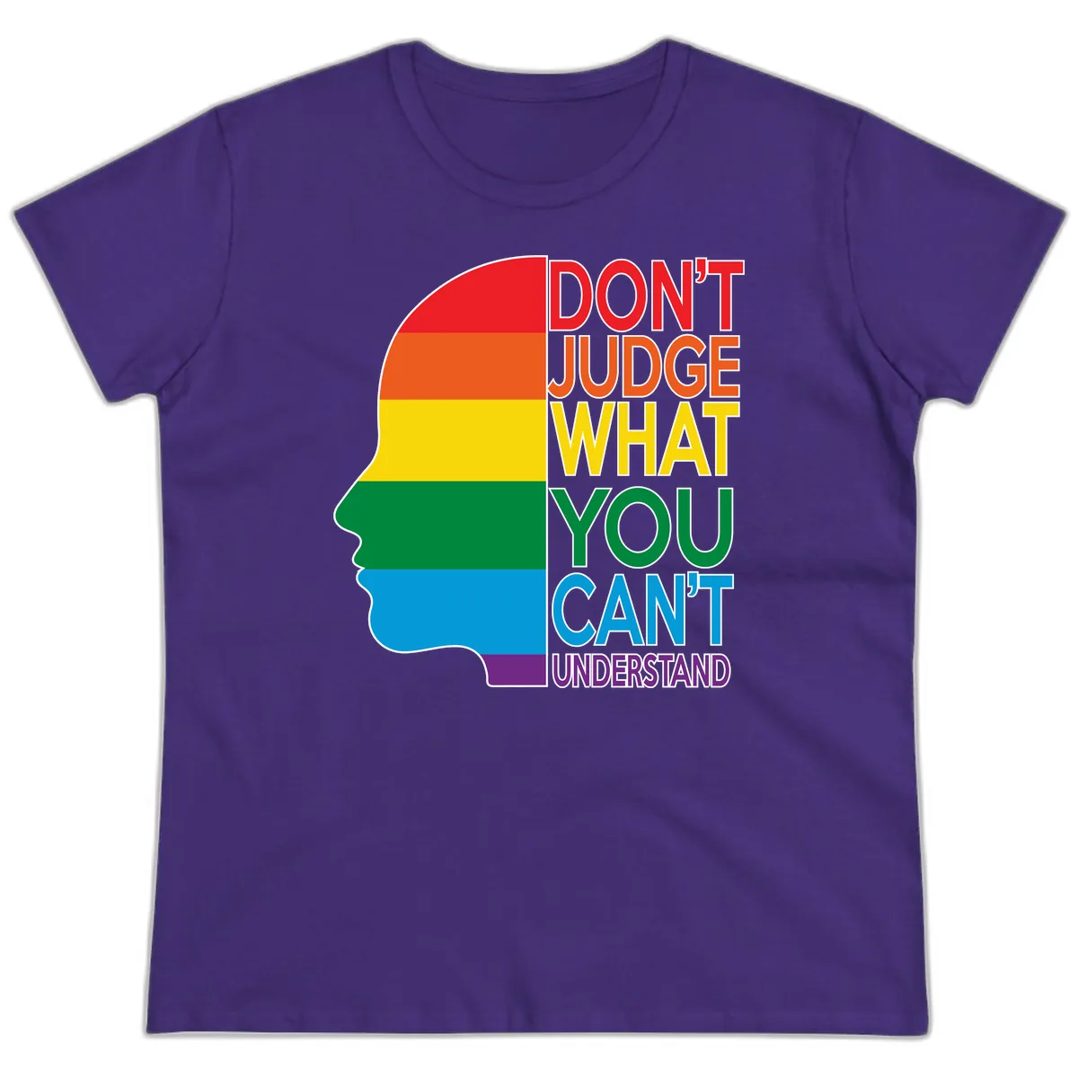 Don't Judge What You Can't Understand Ladies Tee in Purple