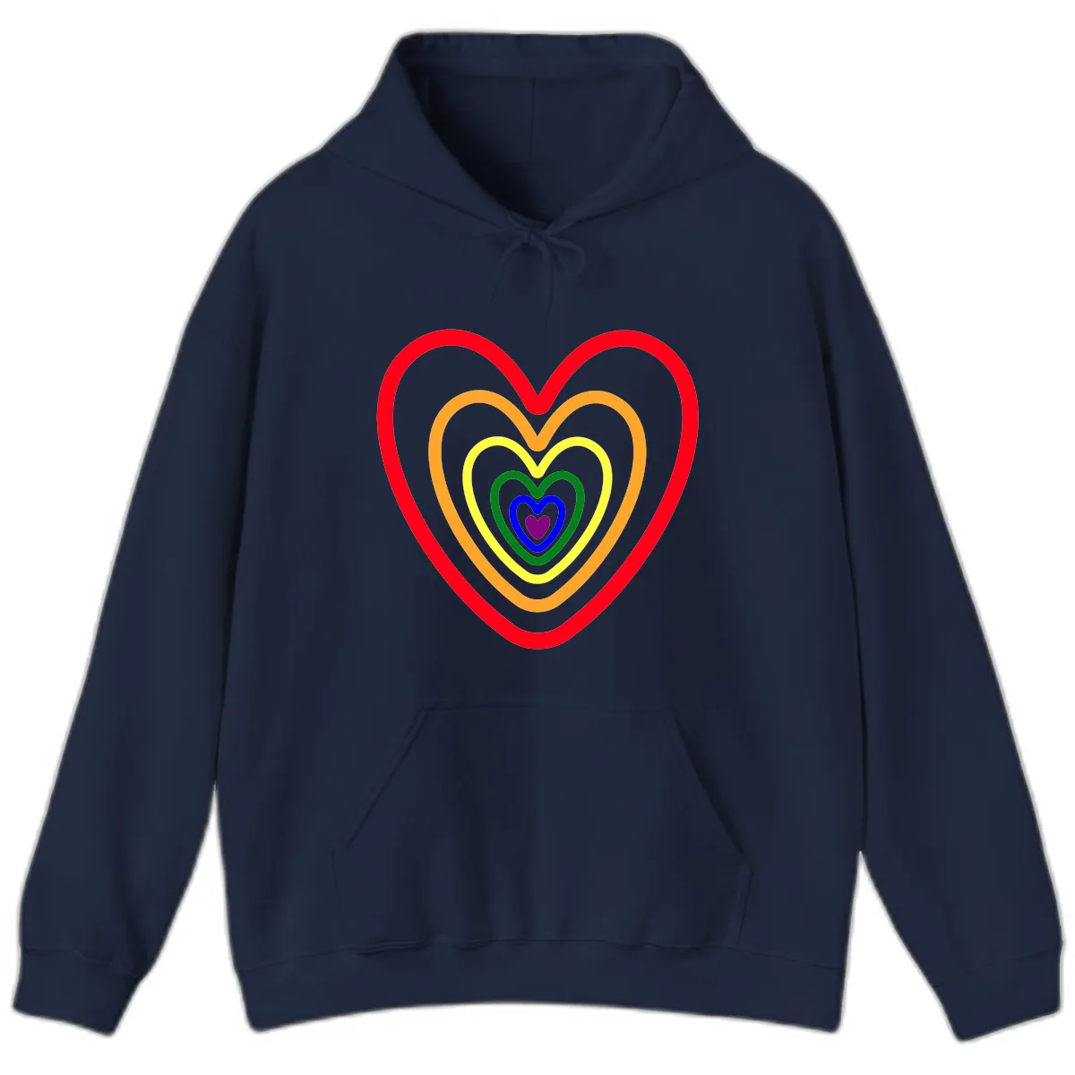 Rainbow Nested Hearts Pride Hoodie in Navy