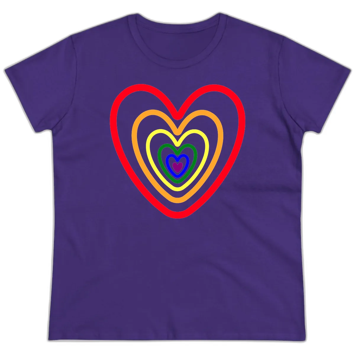 Rainbow Nested Hearts Pride Ladies Tee in Purple