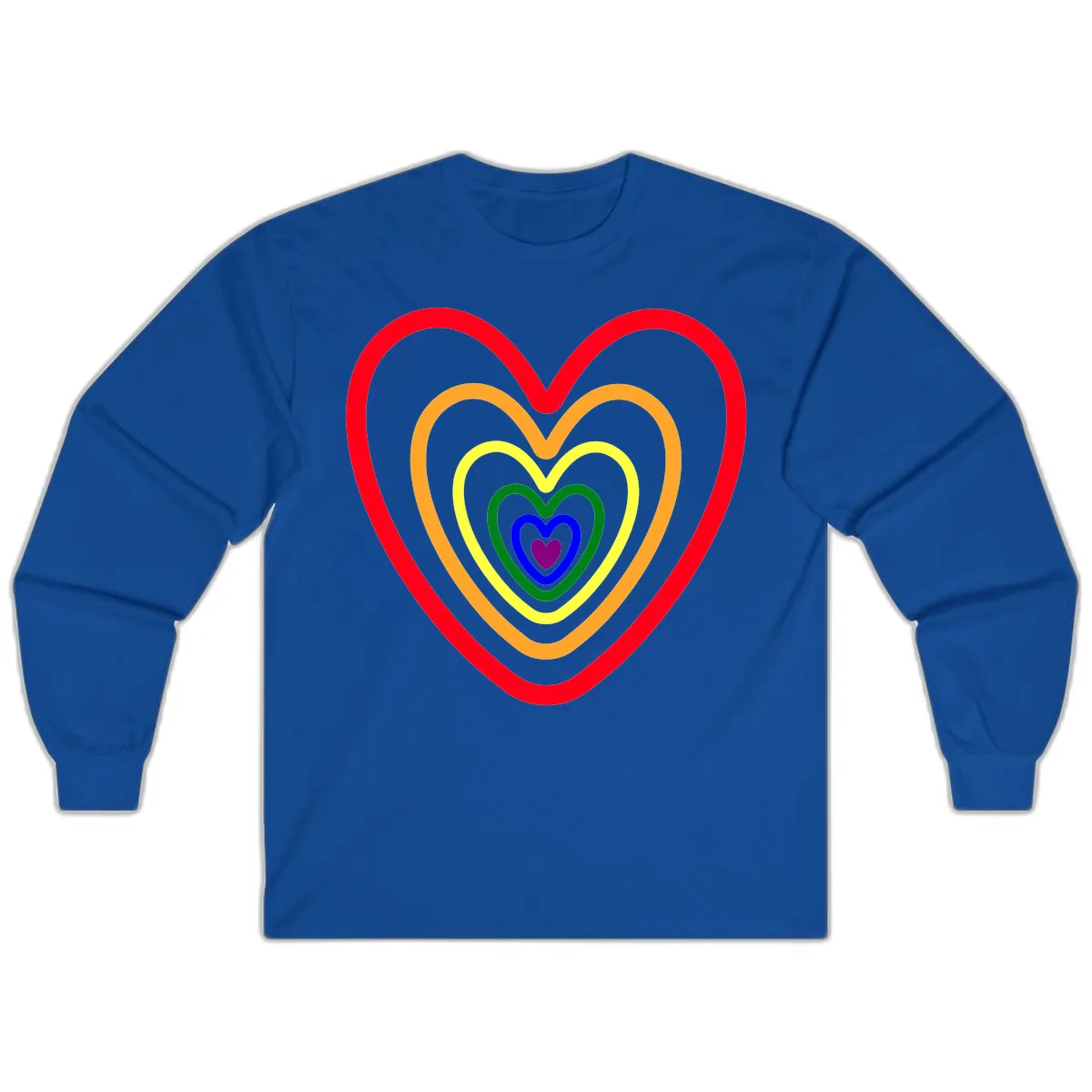 Rainbow Nested Hearts Pride Long Sleeve in Royal
