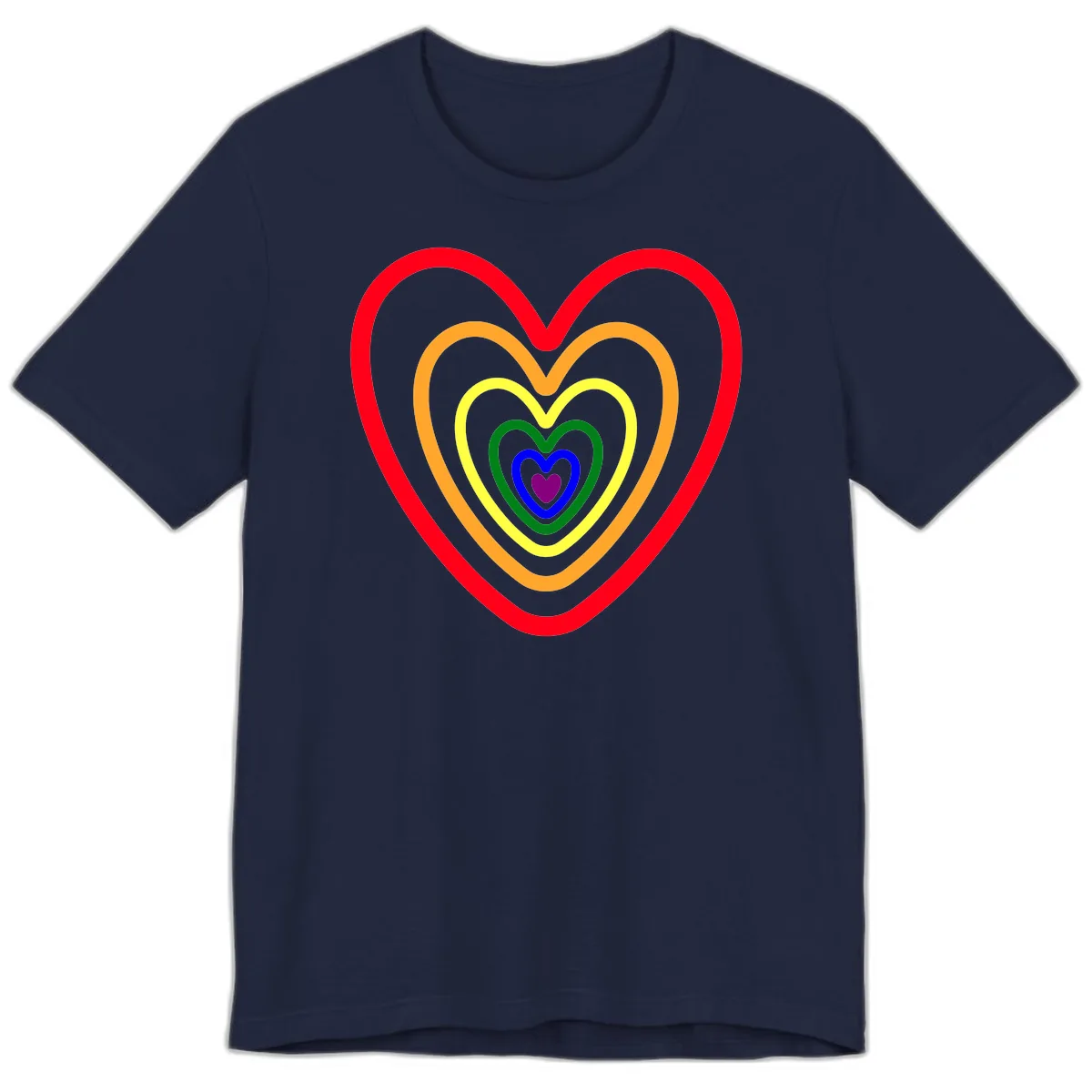 Rainbow Nested Hearts Pride Premium T-Shirt in Navy