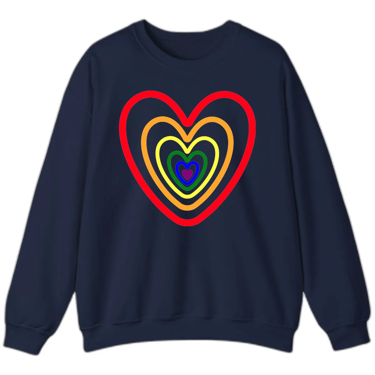 Rainbow Nested Hearts Pride Sweatshirt in Navy