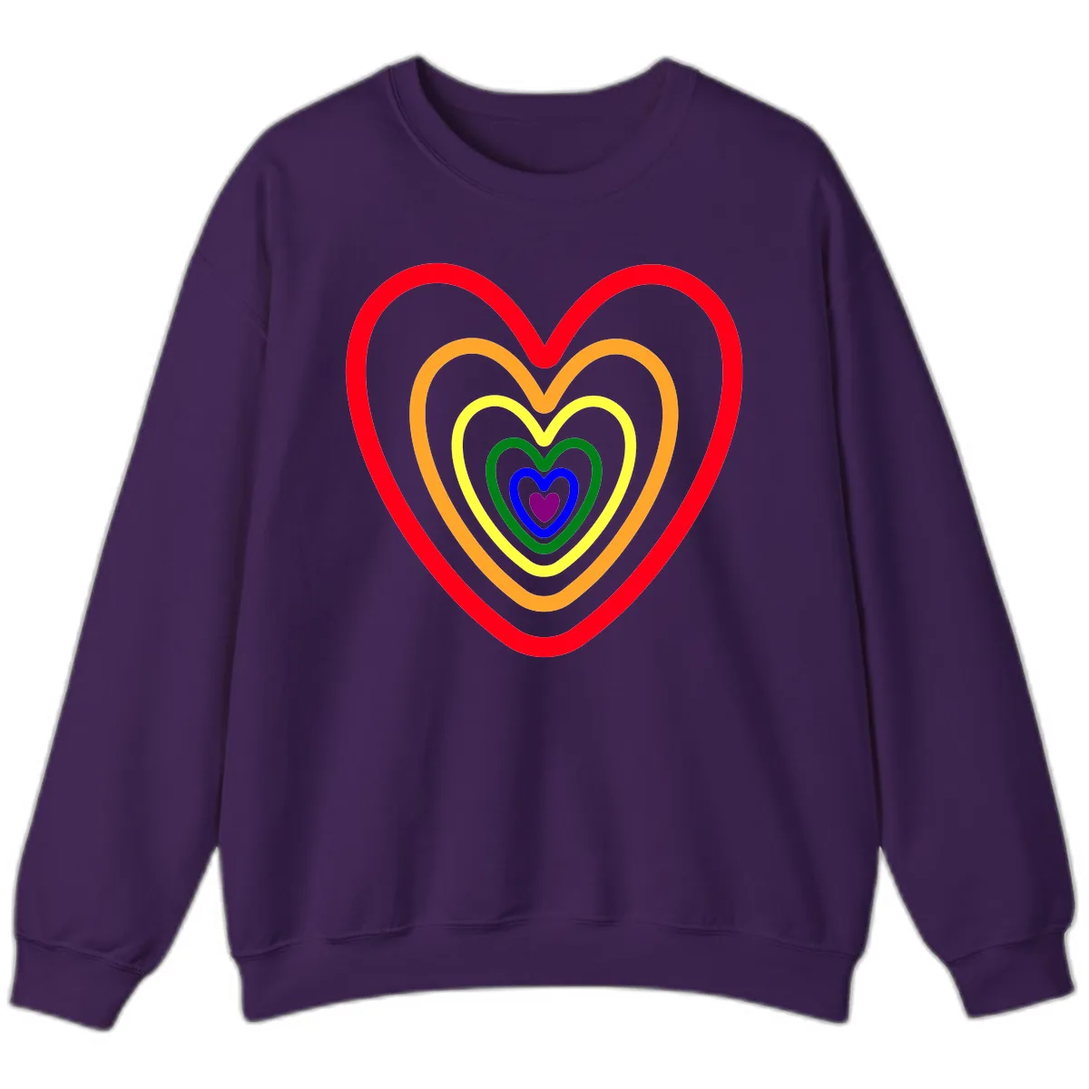 Rainbow Nested Hearts Pride Sweatshirt in Purple