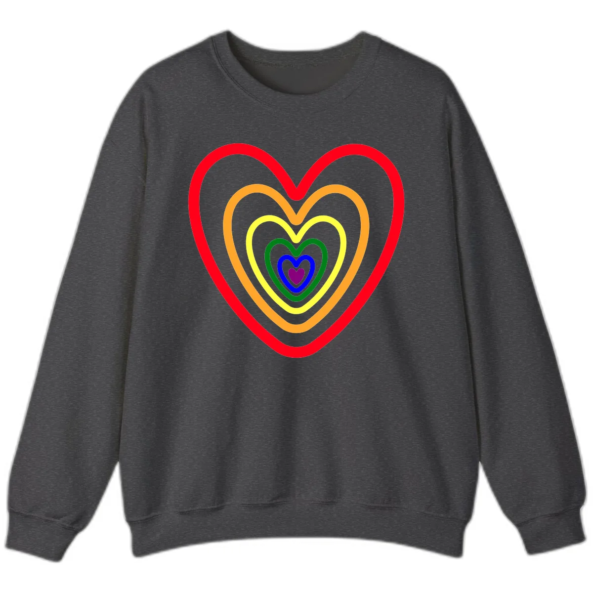 Rainbow Nested Hearts Pride Sweatshirt in Dark Heather