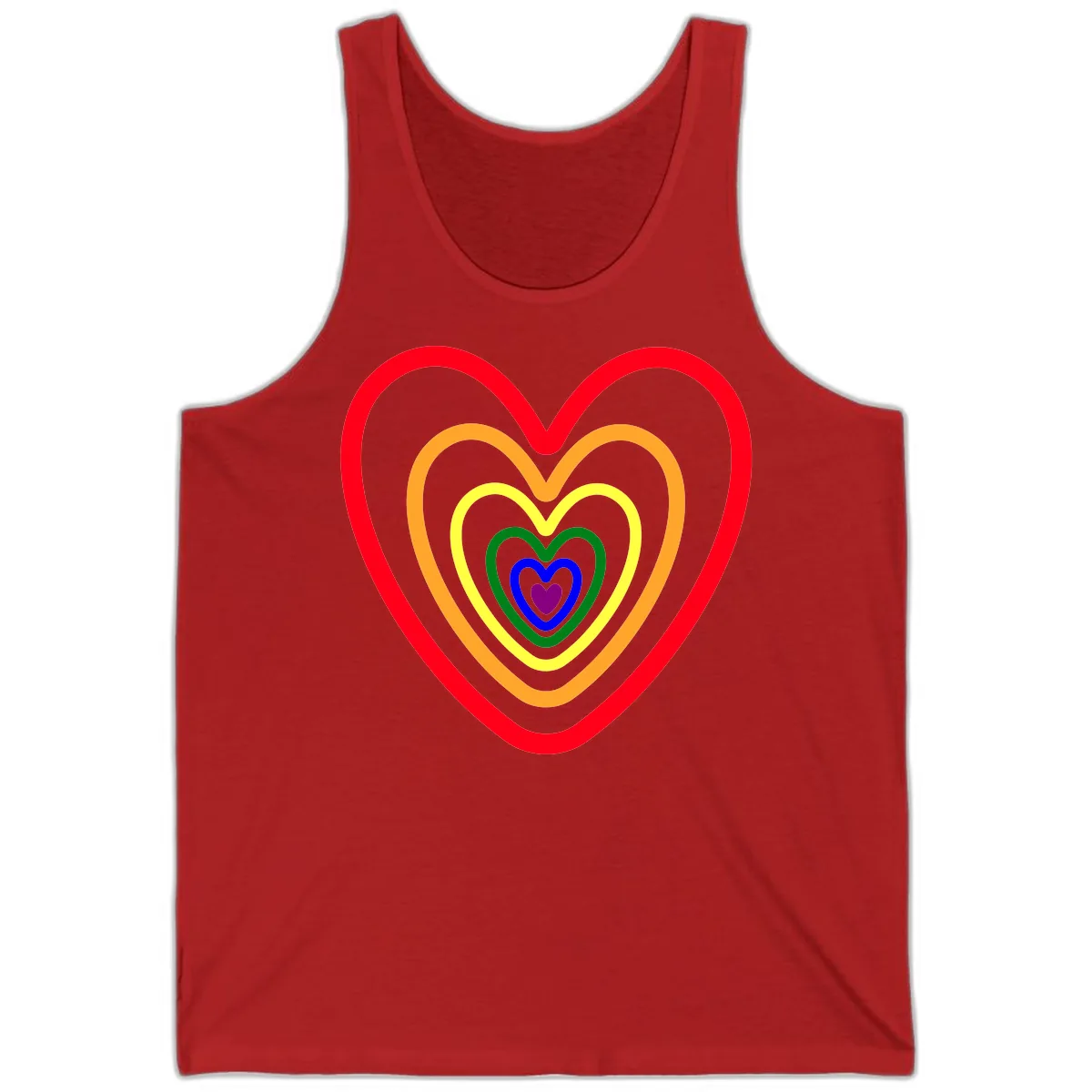 Rainbow Nested Hearts Pride Tank in Red