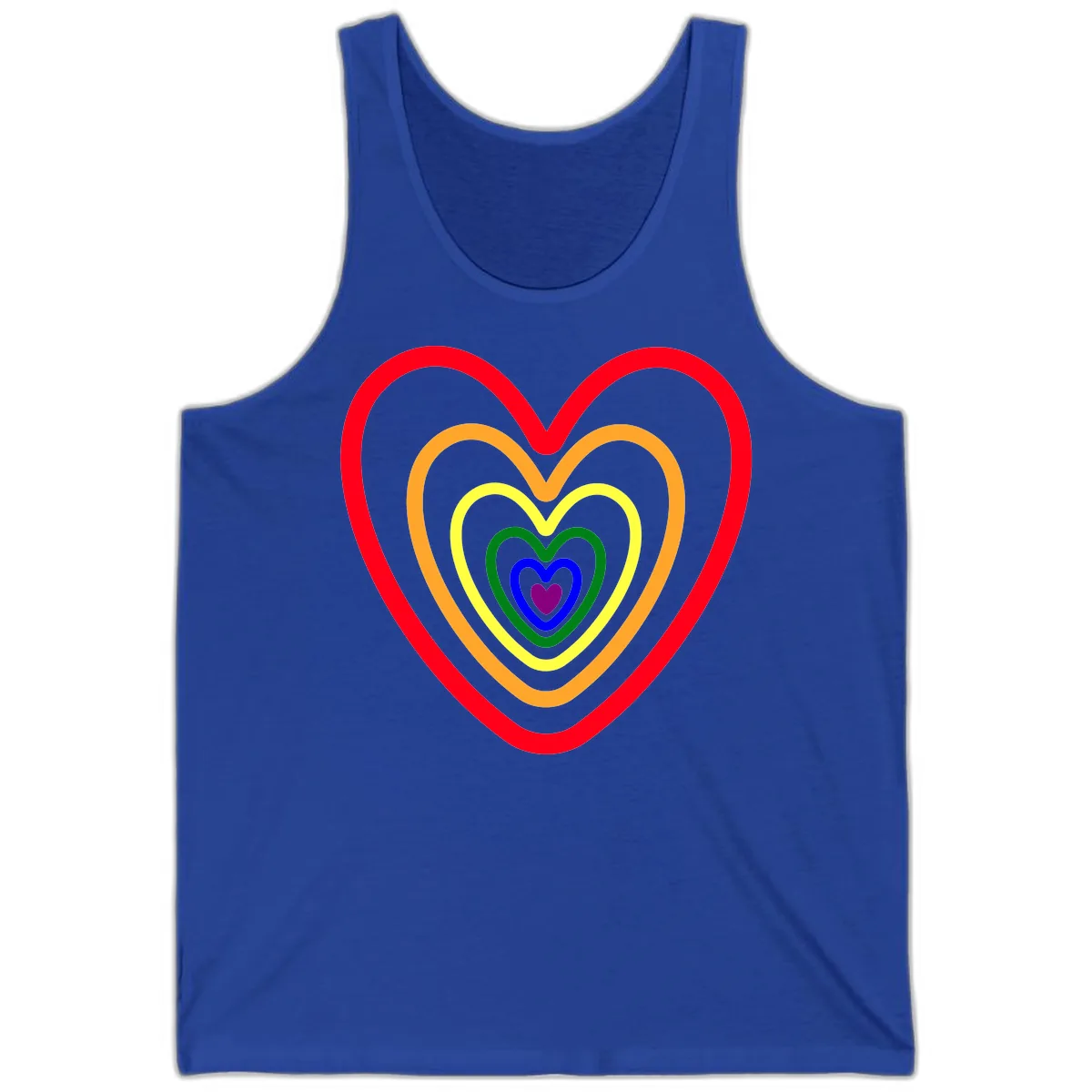 Rainbow Nested Hearts Pride Tank in True Royal
