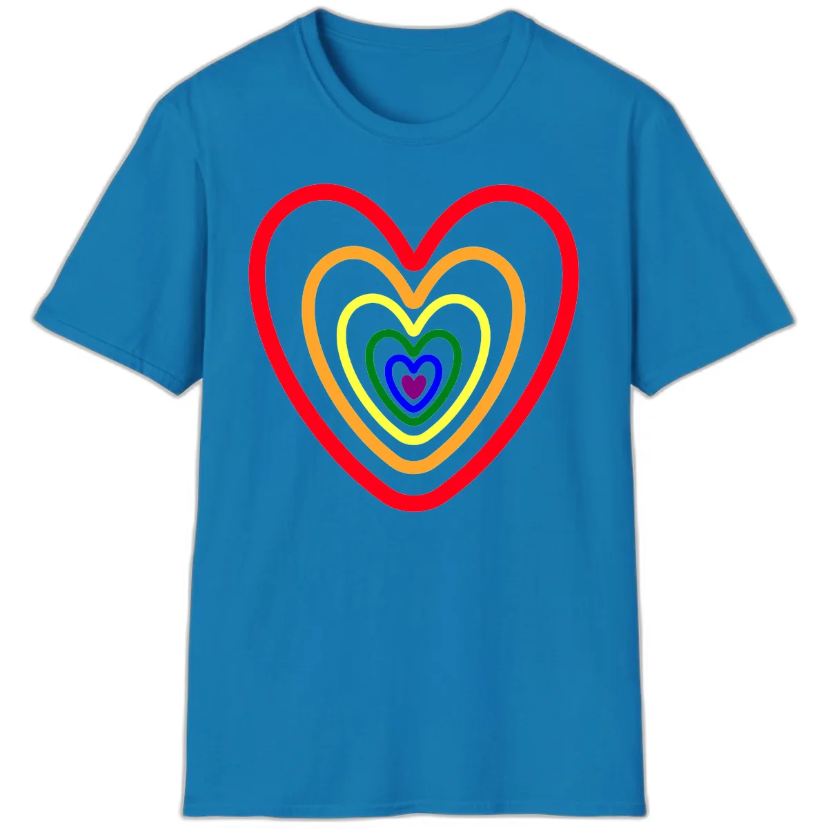 Rainbow Nested Hearts Pride T-Shirt in Sapphire