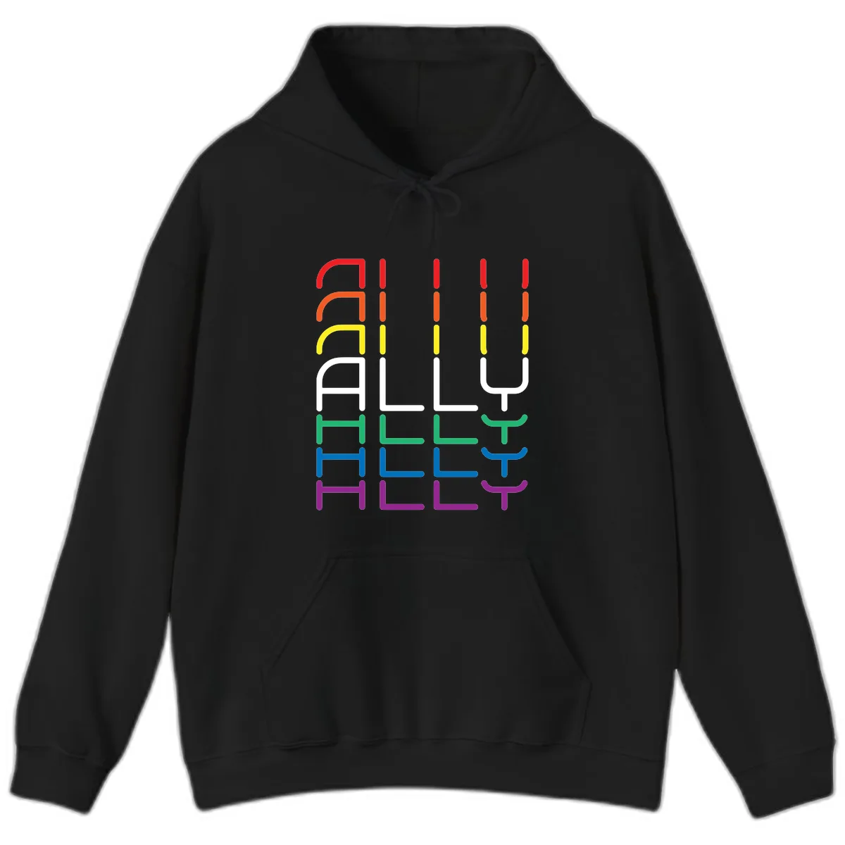 Rainbow Seating Chart Pride Design Hoodie in Black