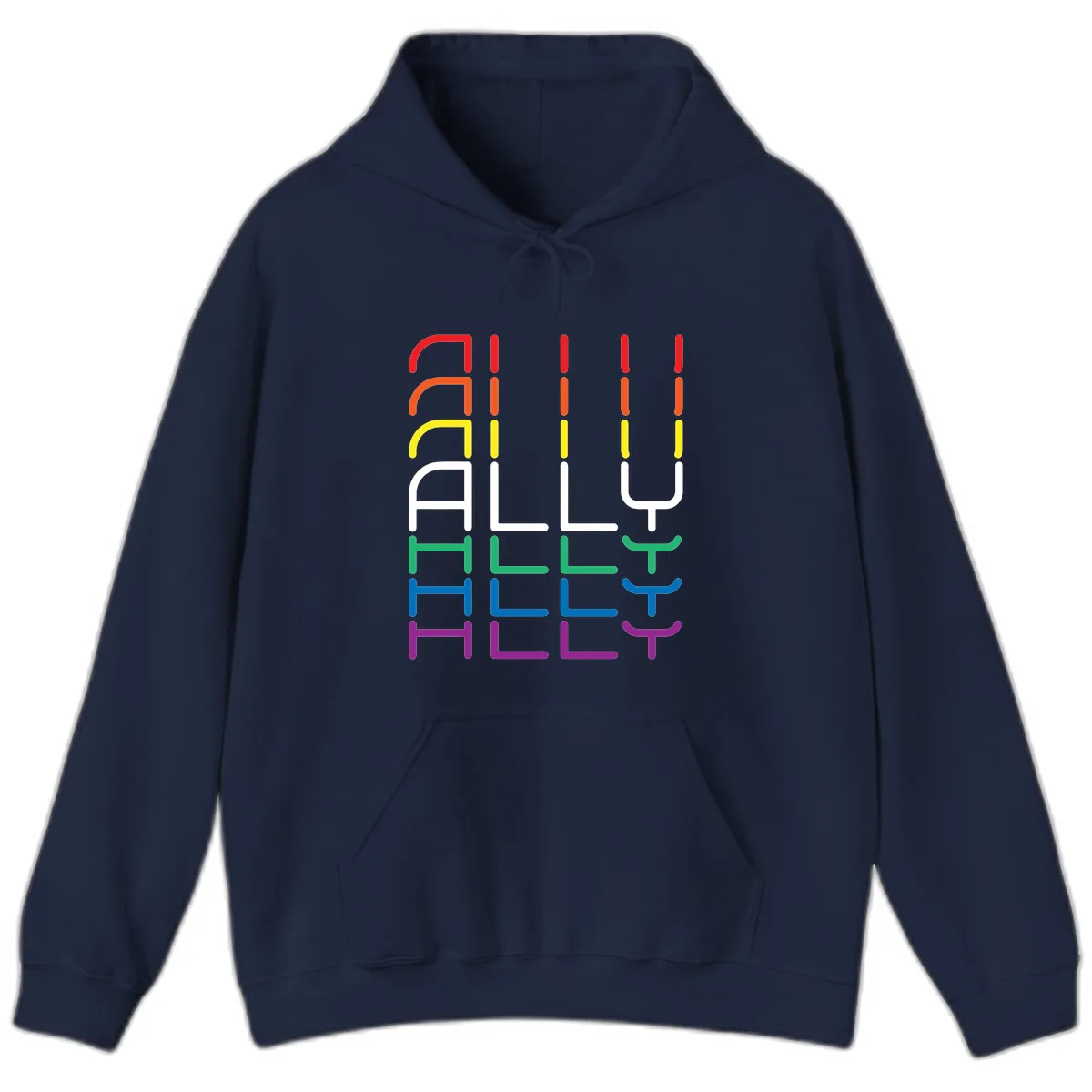 Rainbow Seating Chart Pride Design Hoodie in Navy