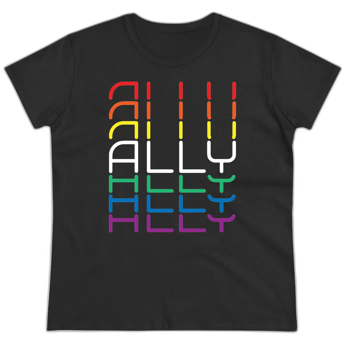 Rainbow Seating Chart Pride Design Ladies Tee in Black