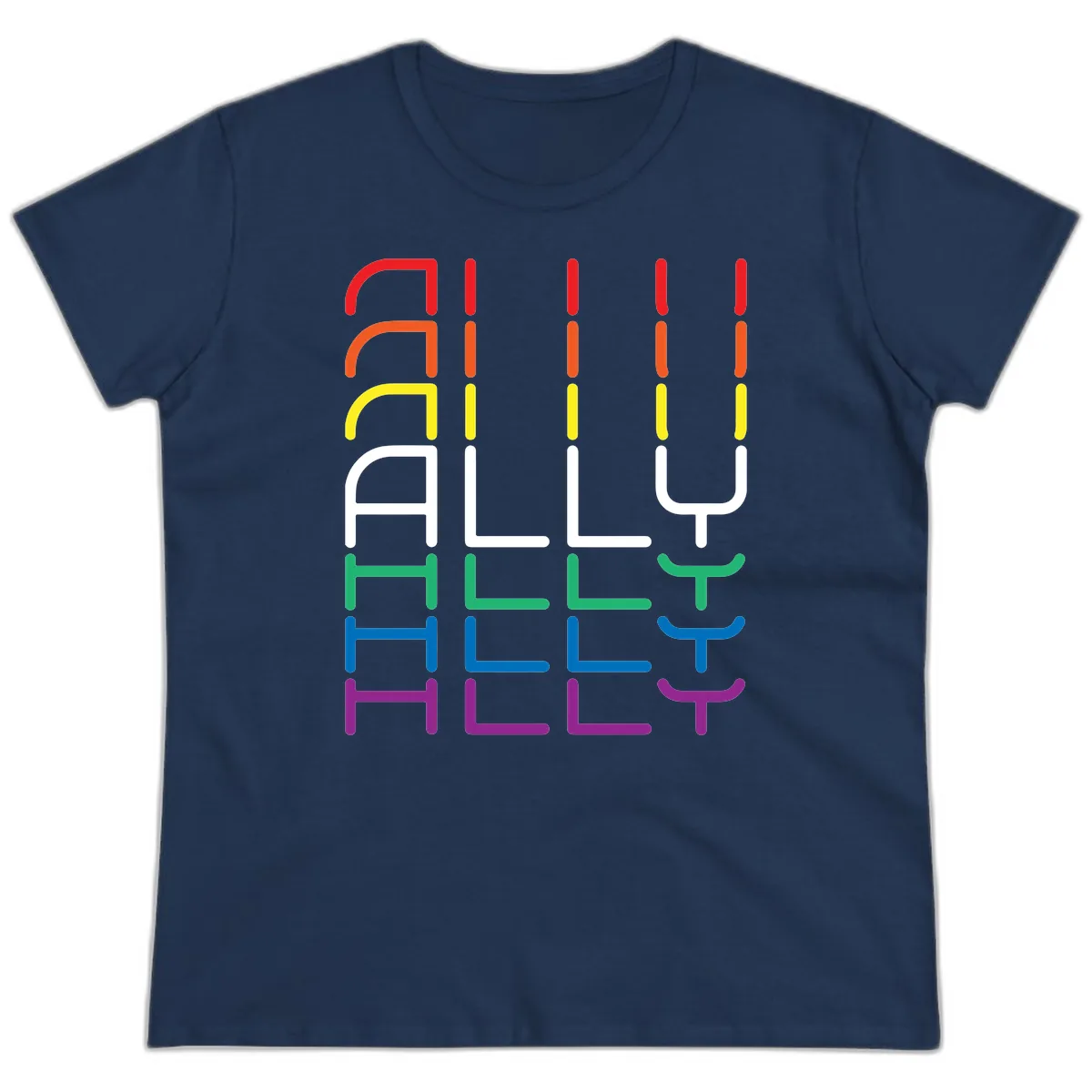 Rainbow Seating Chart Pride Design Ladies Tee in Navy