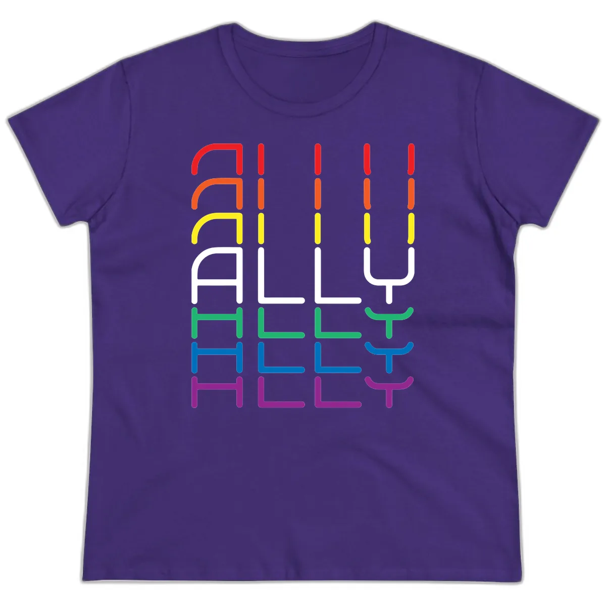 Rainbow Seating Chart Pride Design Ladies Tee in Purple