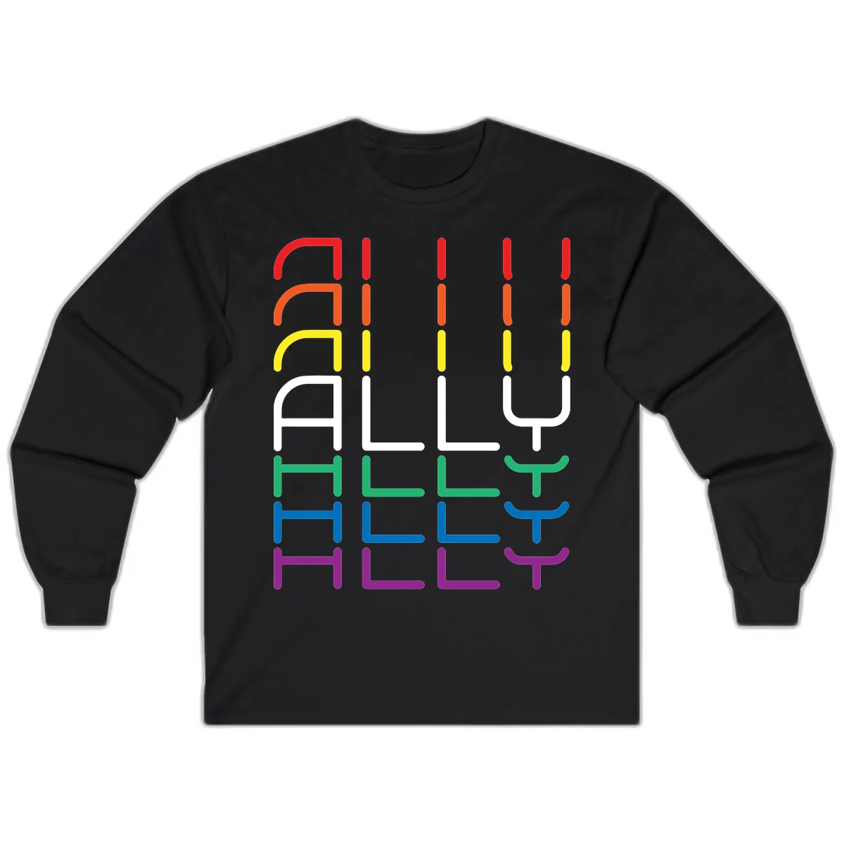 Rainbow Seating Chart Pride Design Long Sleeve in Black