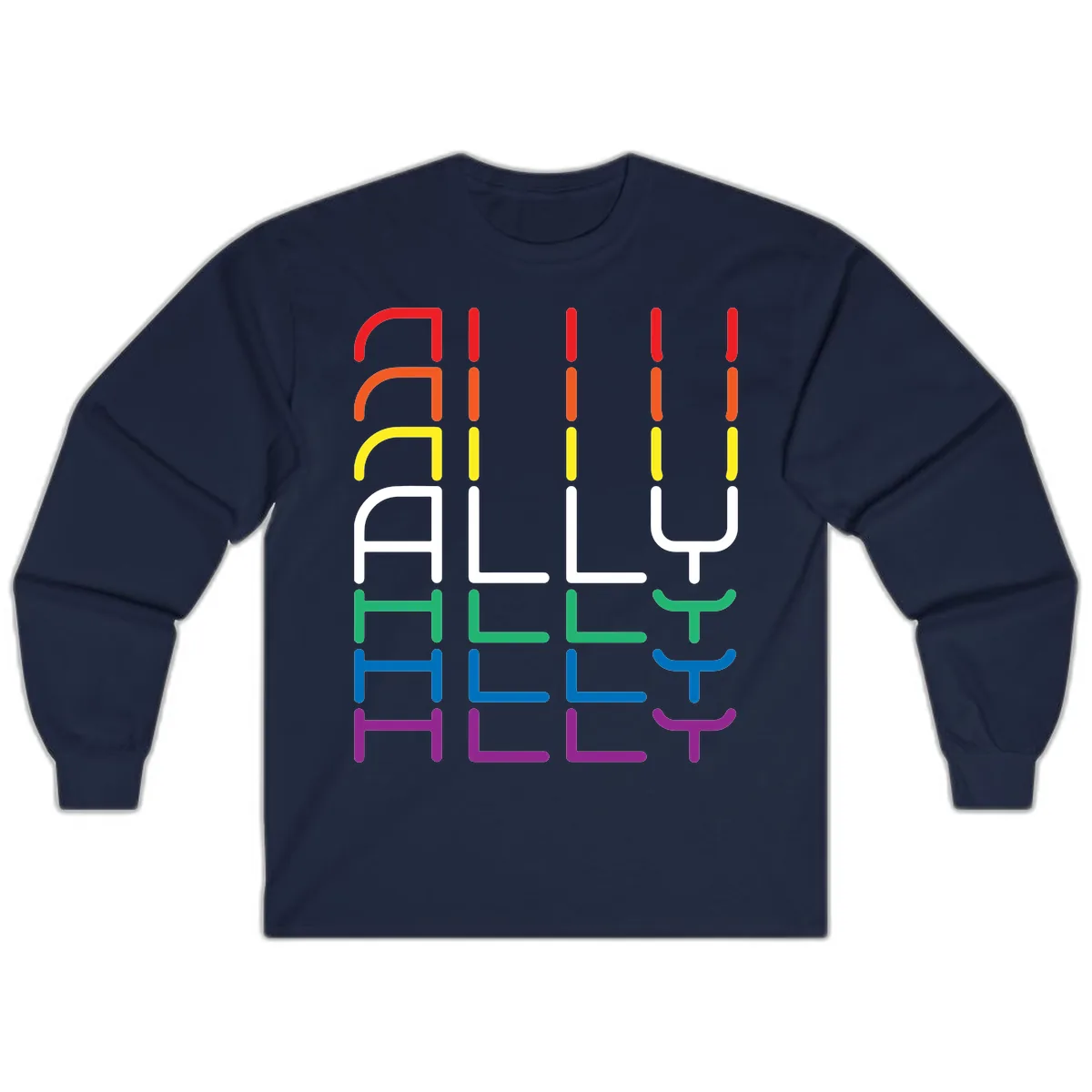 Rainbow Seating Chart Pride Design Long Sleeve in Navy