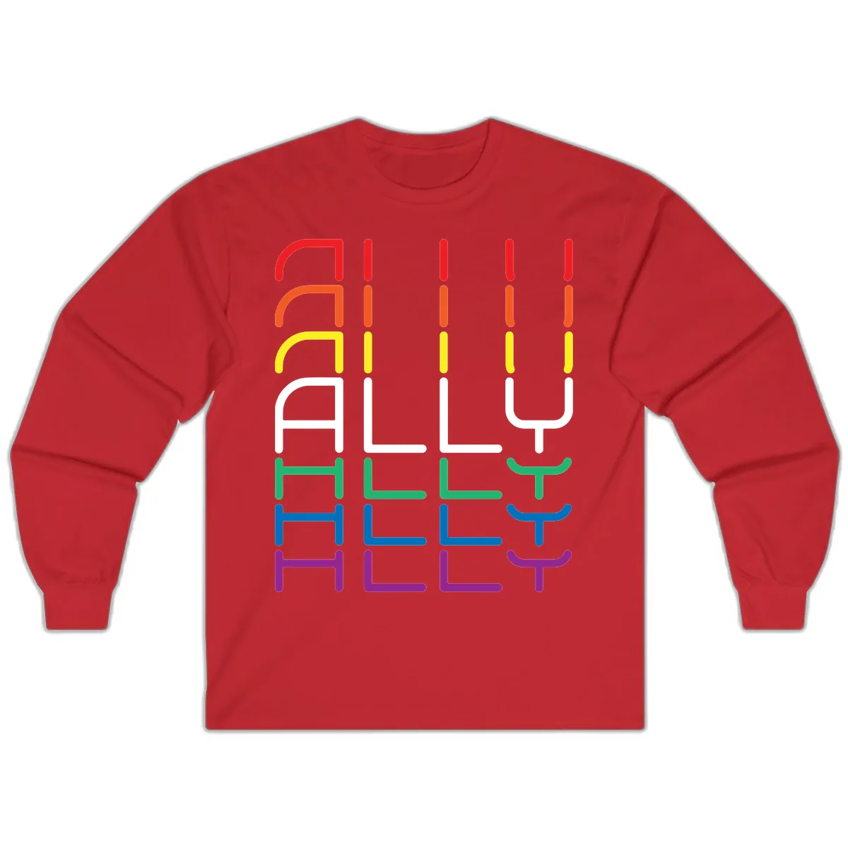 Rainbow Seating Chart Pride Design Long Sleeve in Red