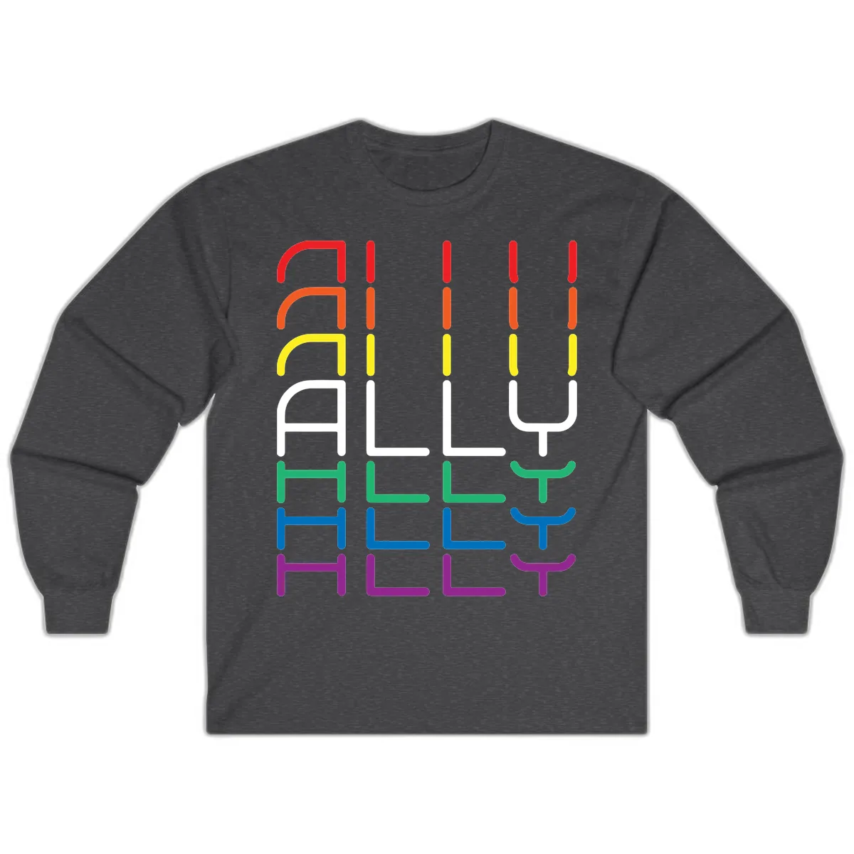 Rainbow Seating Chart Pride Design Long Sleeve in Dark Heather