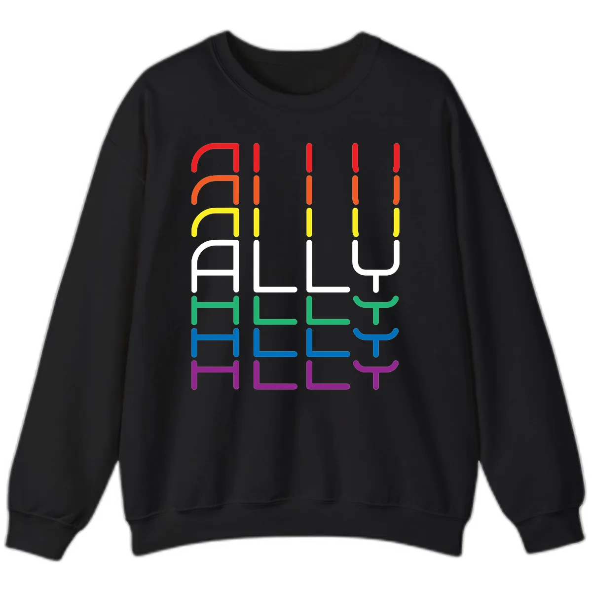 Rainbow Seating Chart Pride Design Sweatshirt in Black