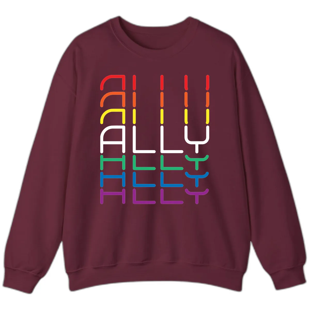Rainbow Seating Chart Pride Design Sweatshirt in Maroon