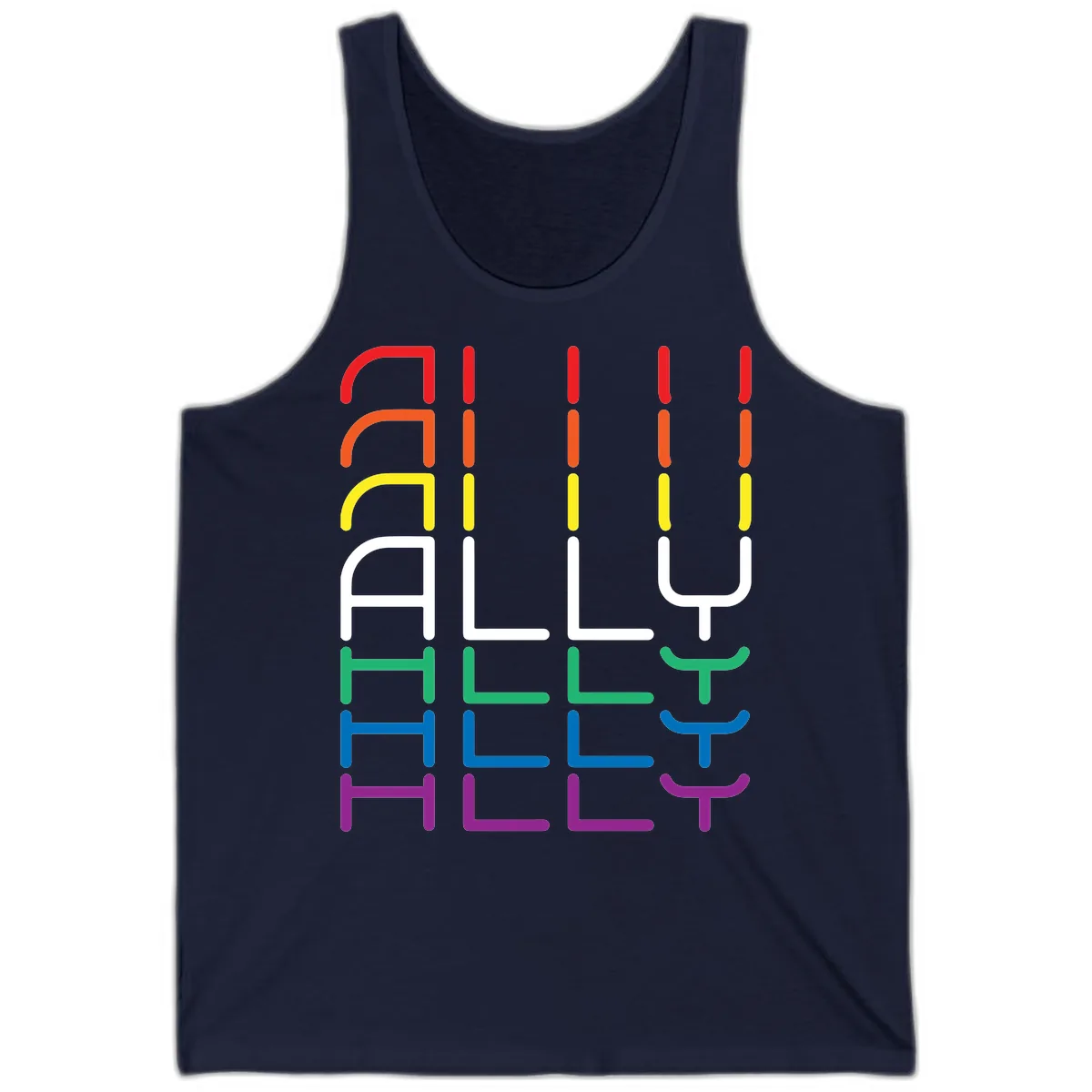 Rainbow Seating Chart Pride Design Tank in Navy