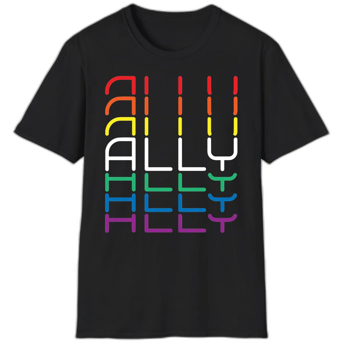 Rainbow Seating Chart Pride Design T-Shirt in Black