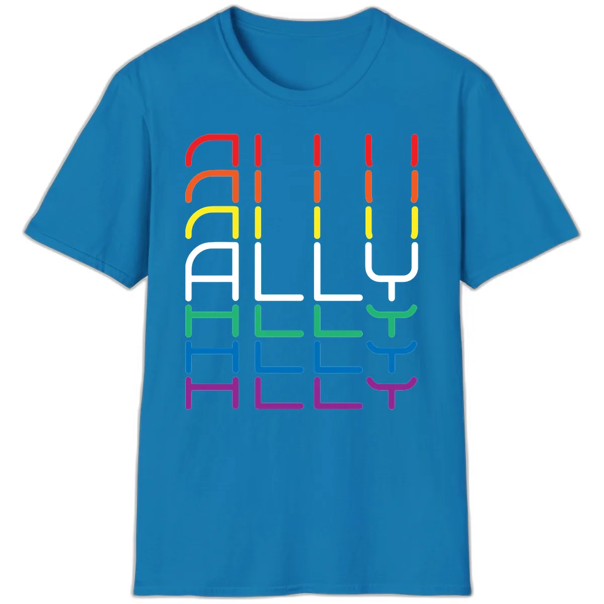 Rainbow Seating Chart Pride Design T-Shirt in Sapphire