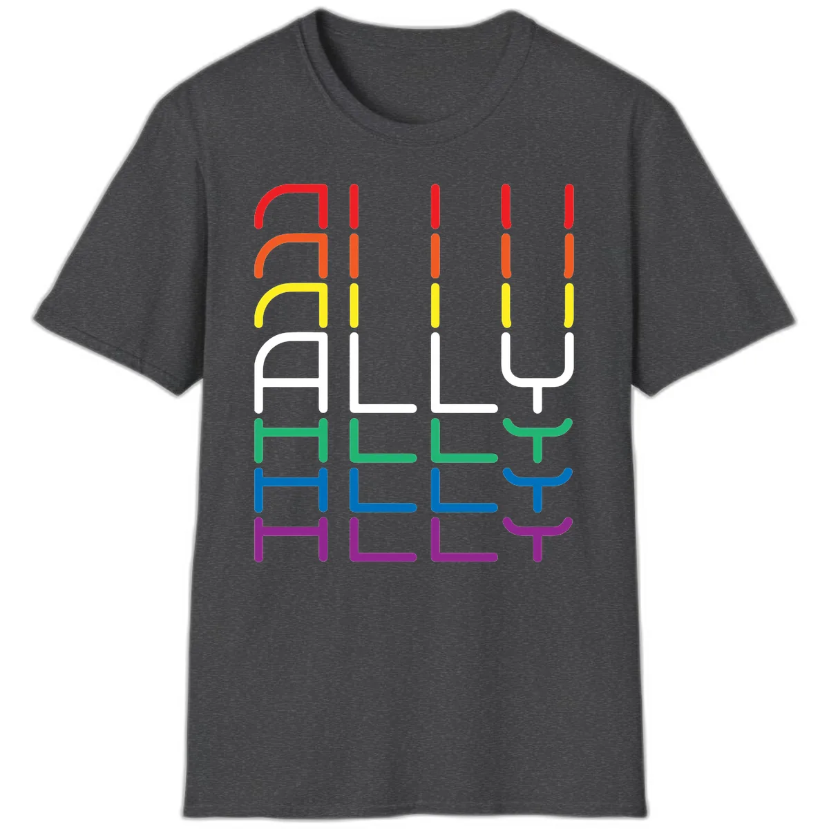 Rainbow Seating Chart Pride Design T-Shirt in Dark Heather