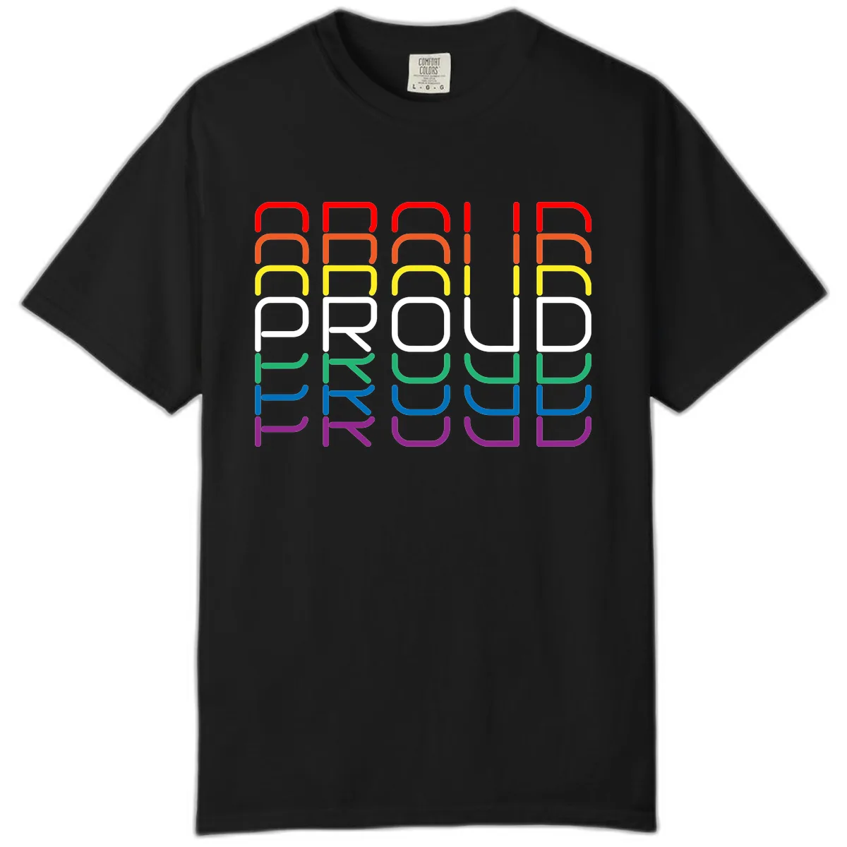 Proud Rainbow Layered Letters Comfort Color in Black