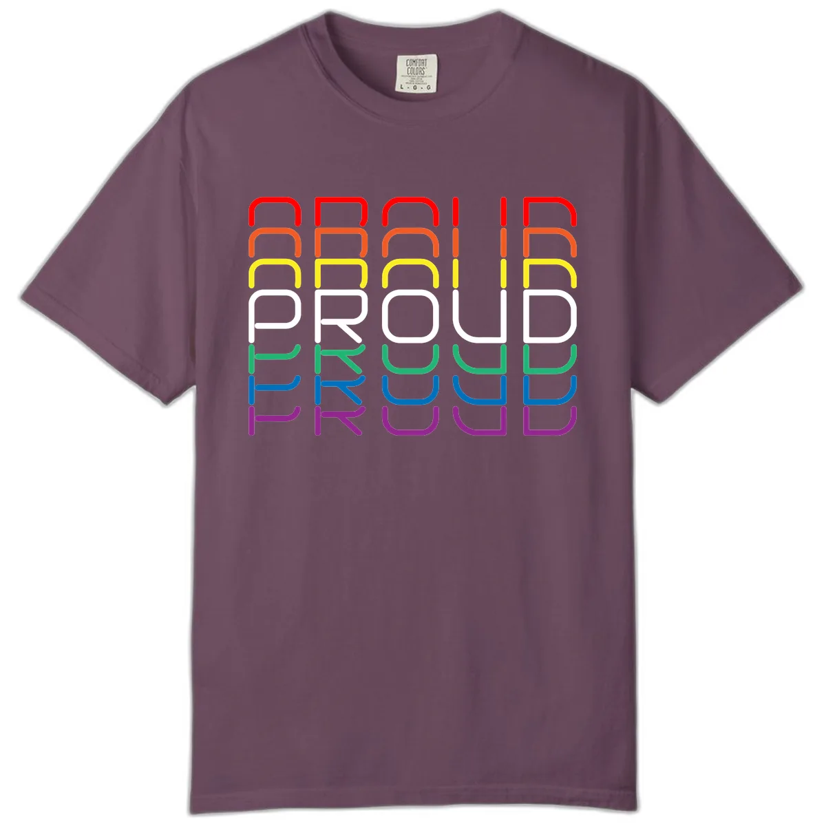Proud Rainbow Layered Letters Comfort Color in Berry