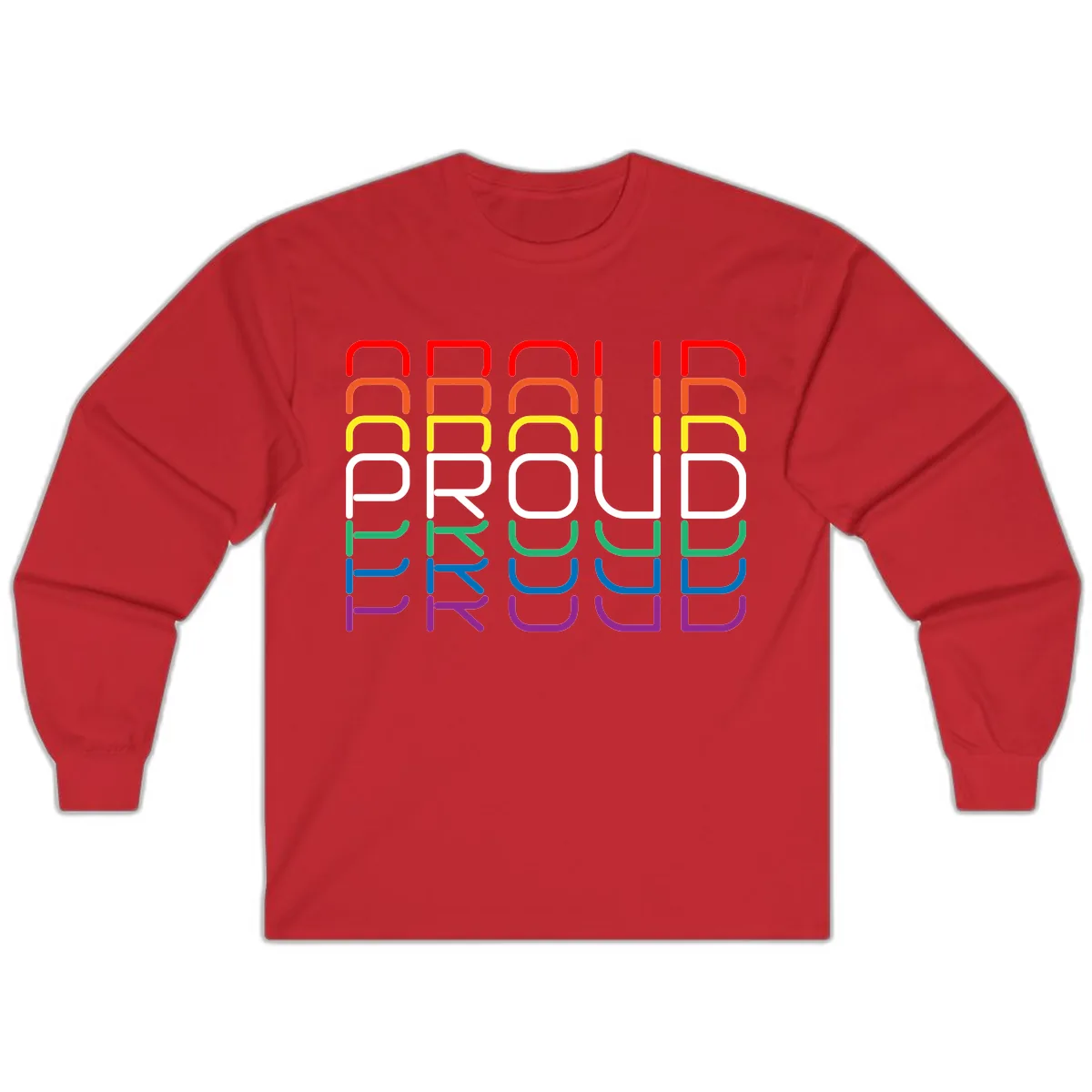 Proud Rainbow Layered Letters Long Sleeve in Red