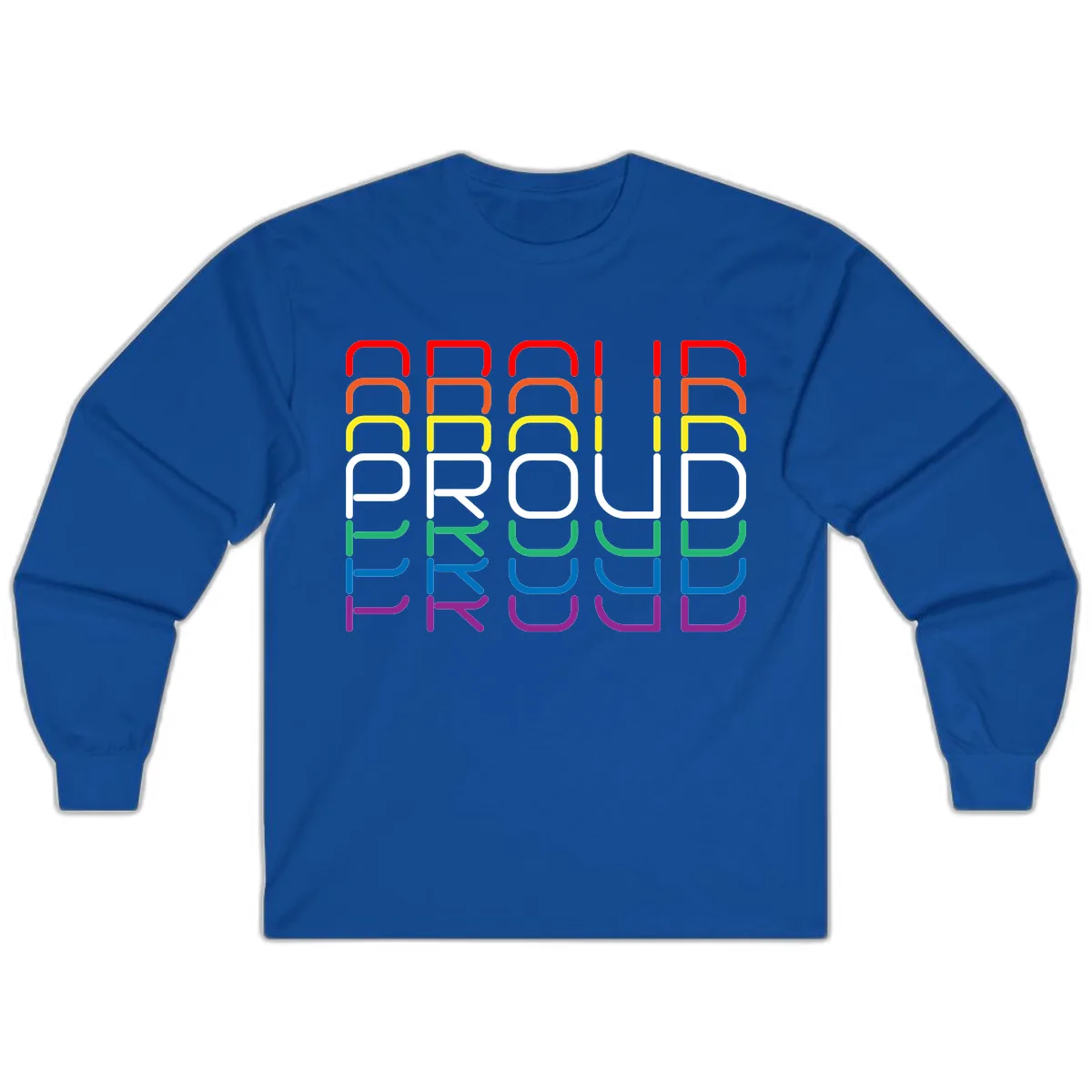 Proud Rainbow Layered Letters Long Sleeve in Royal
