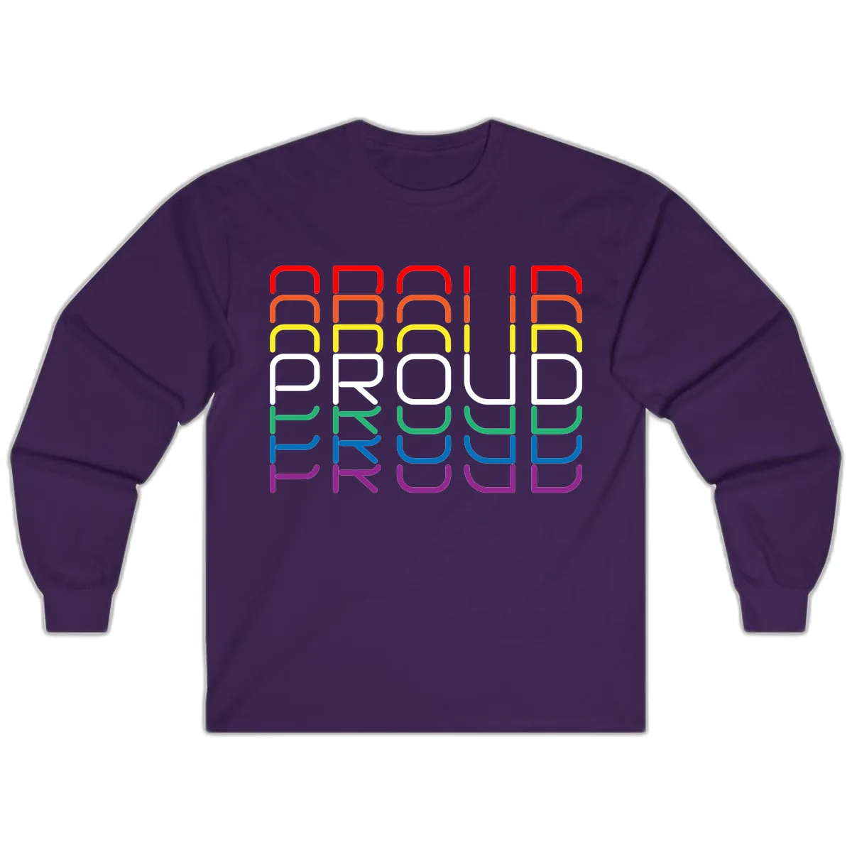 Proud Rainbow Layered Letters Long Sleeve in Purple