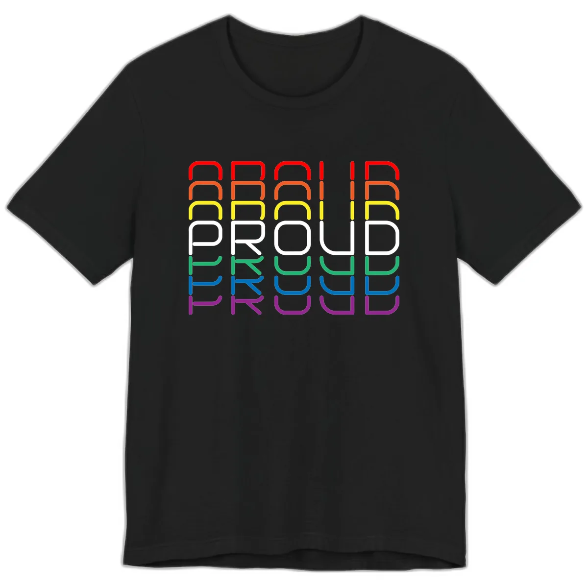 Proud Rainbow Layered Letters Premium T-Shirt in Black