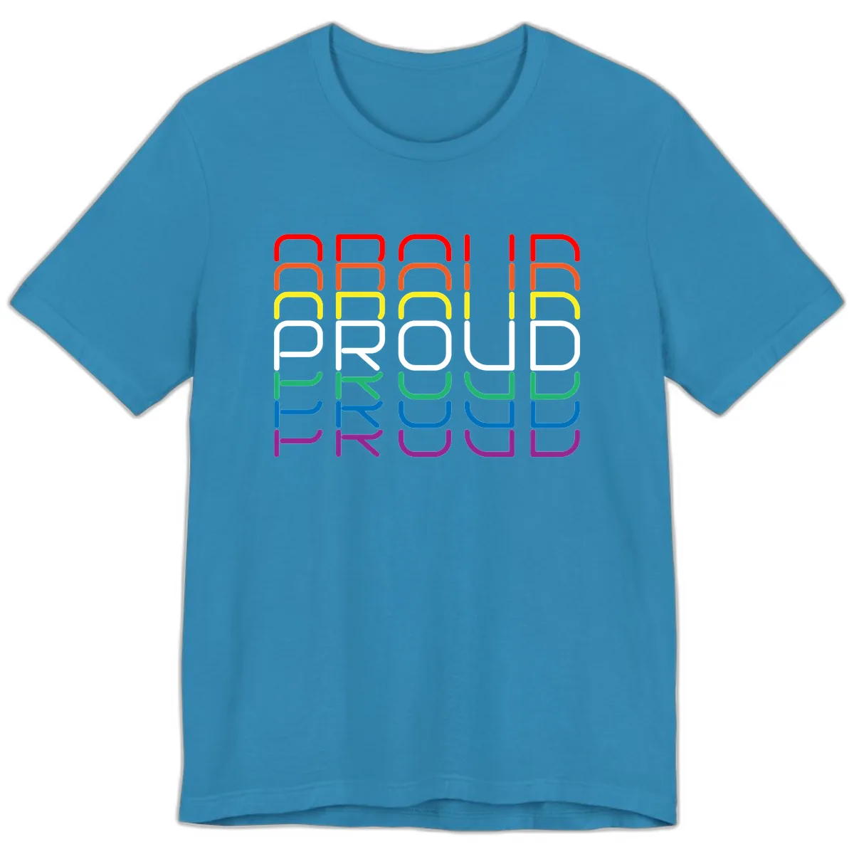 Proud Rainbow Layered Letters Premium T-Shirt in Aqua
