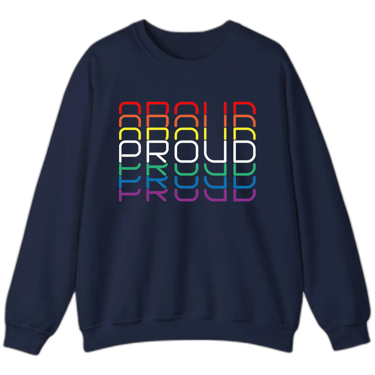Proud Rainbow Layered Letters Sweatshirt in Navy