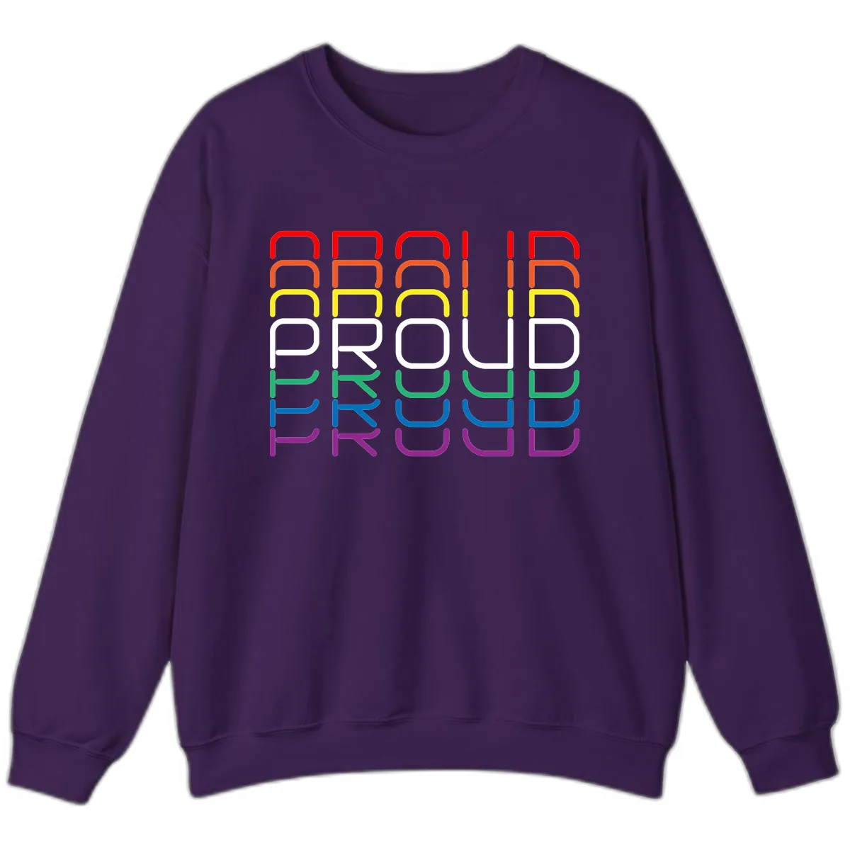 Proud Rainbow Layered Letters Sweatshirt in Purple