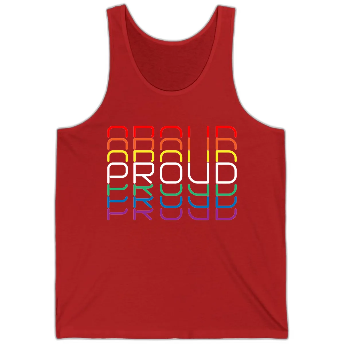 Proud Rainbow Layered Letters Tank in Red