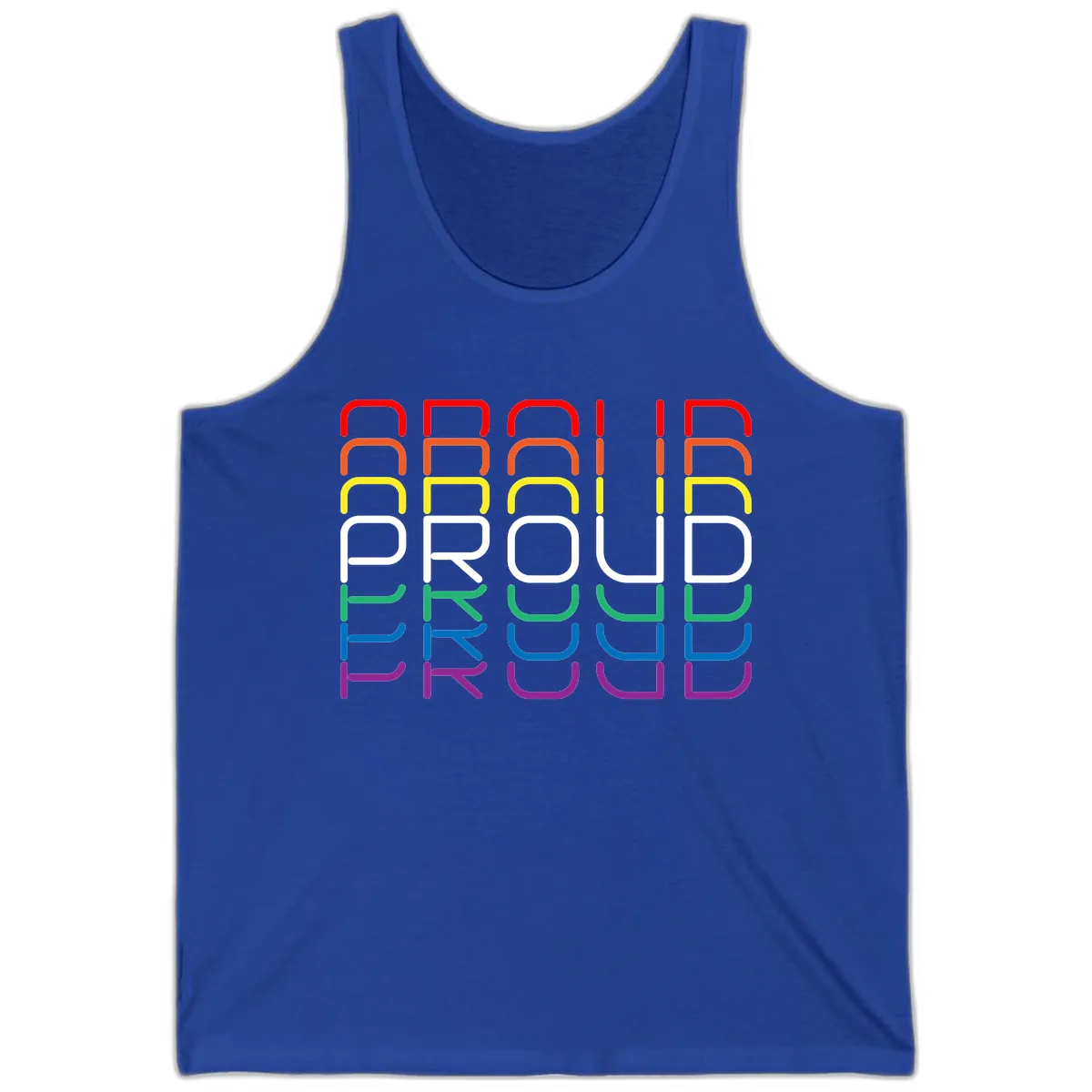 Proud Rainbow Layered Letters Tank in True Royal